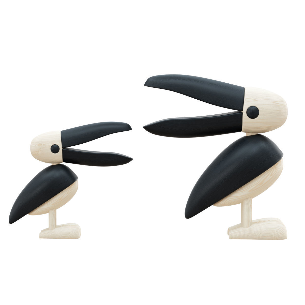 Wooden Bird Figurine 3D model_1