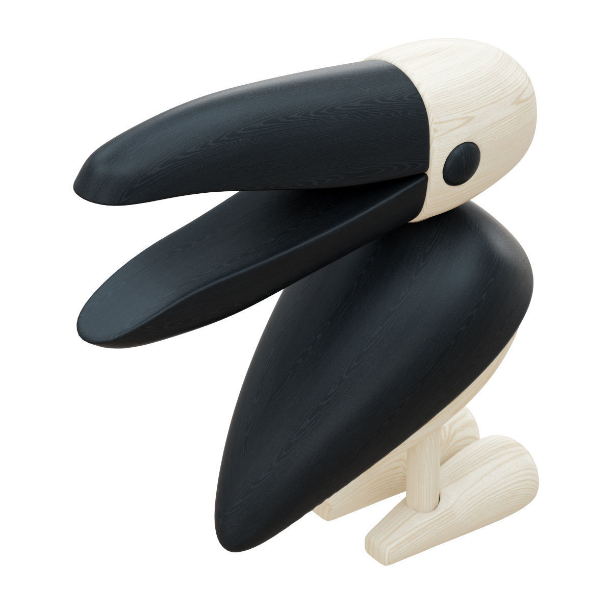 Wooden Bird Figurine 3D model_2