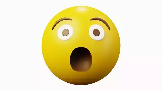 Suprised or Amazed Yellow Ball Emoticon Emoji or Smiley