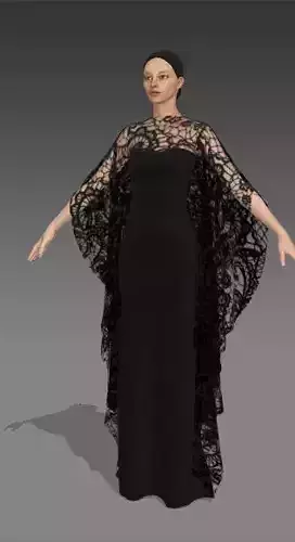 LACE FABRIC BLACK DRESS MATTE LOOK FASHION