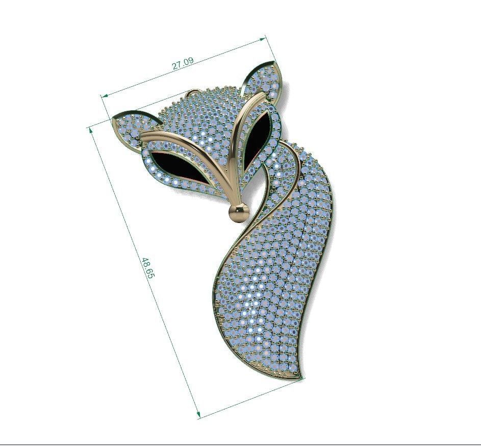 Fox  Pendant  M 3D print model_6