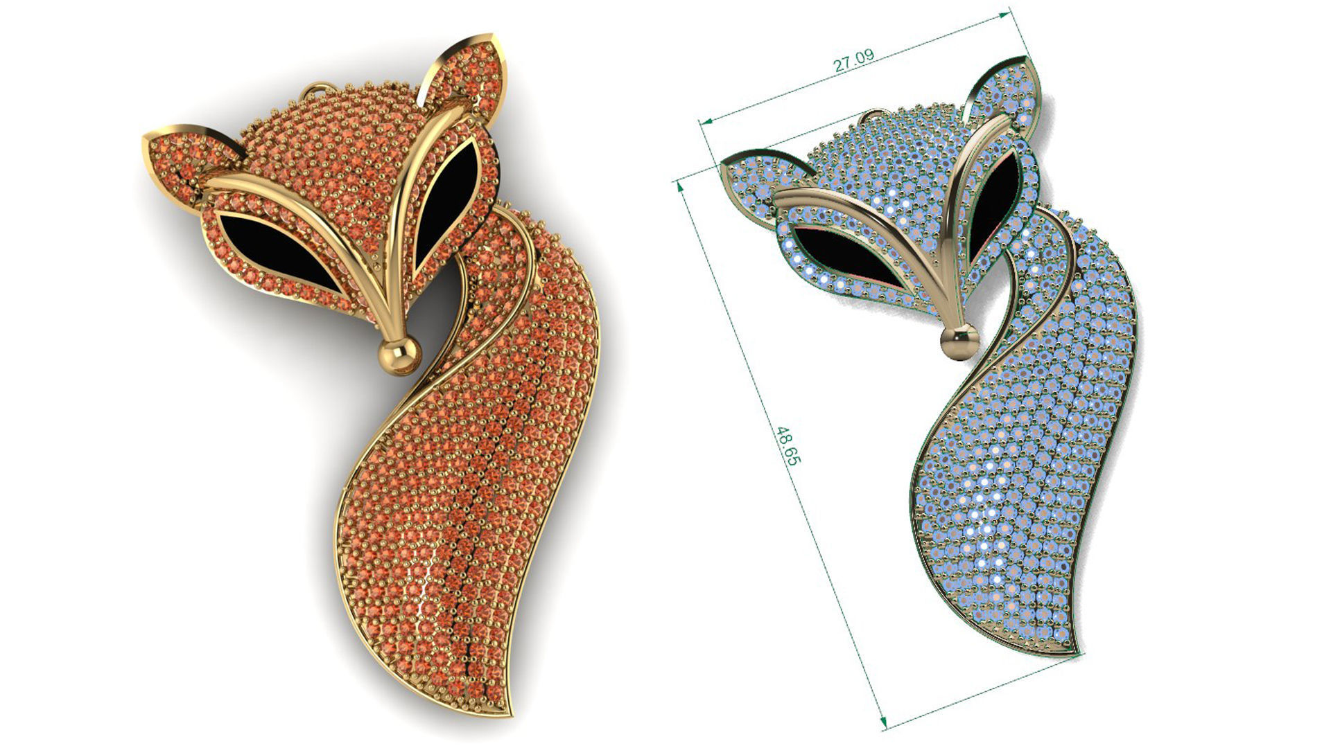 Fox  Pendant  M 3D print model_5