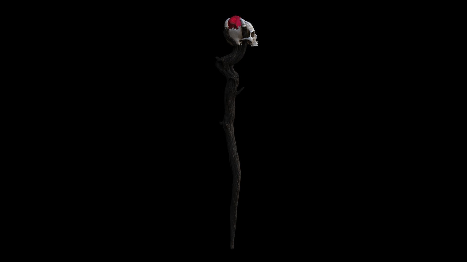 Skull Staff Low-poly 3D model_2