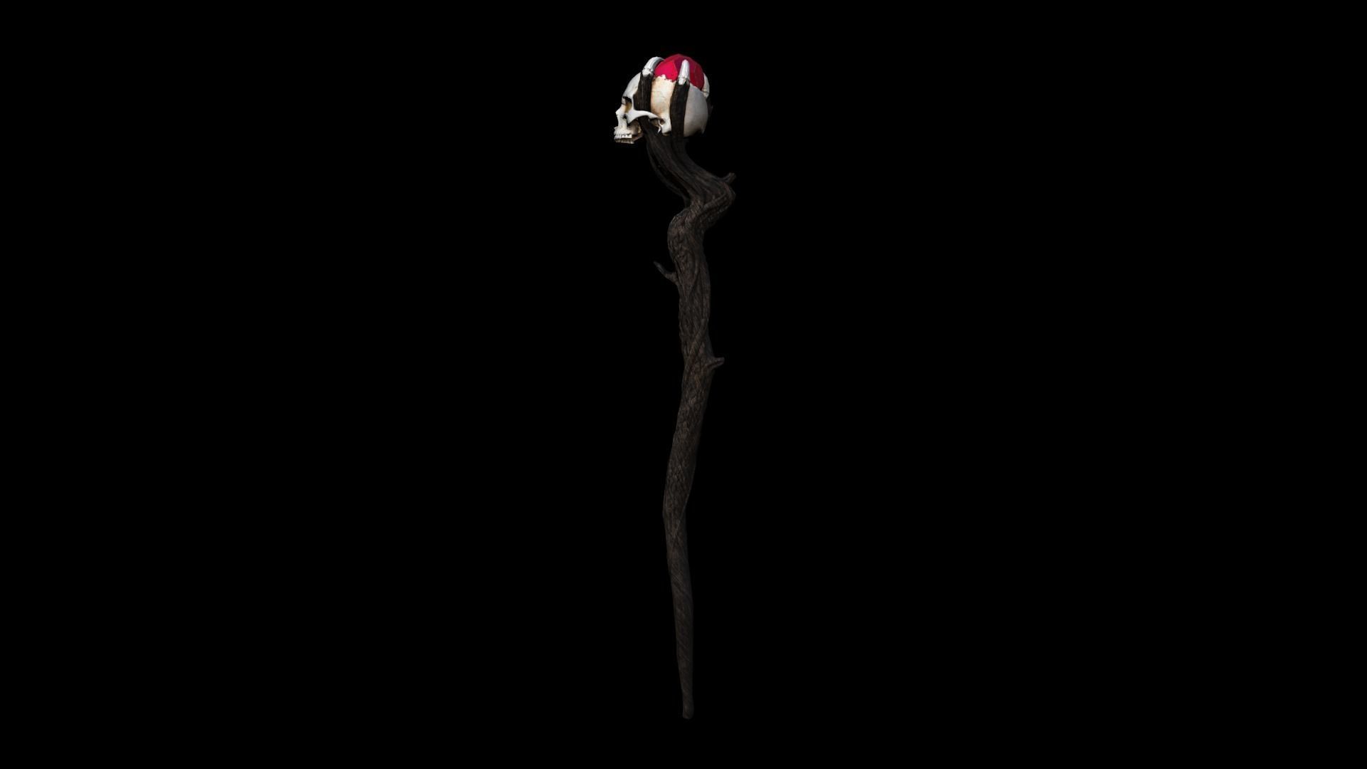 Skull Staff Low-poly 3D model_4