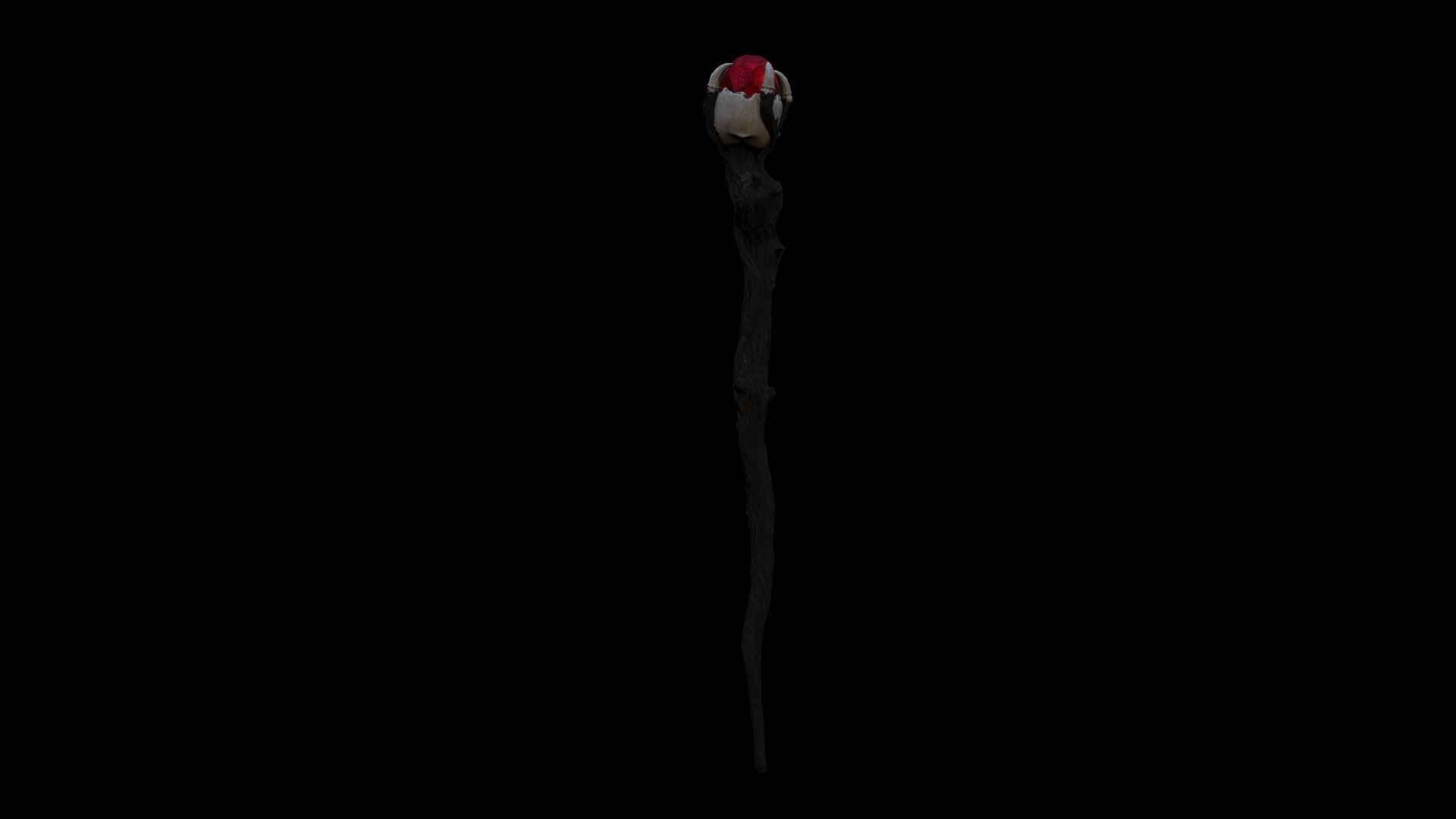 Skull Staff Low-poly 3D model_3