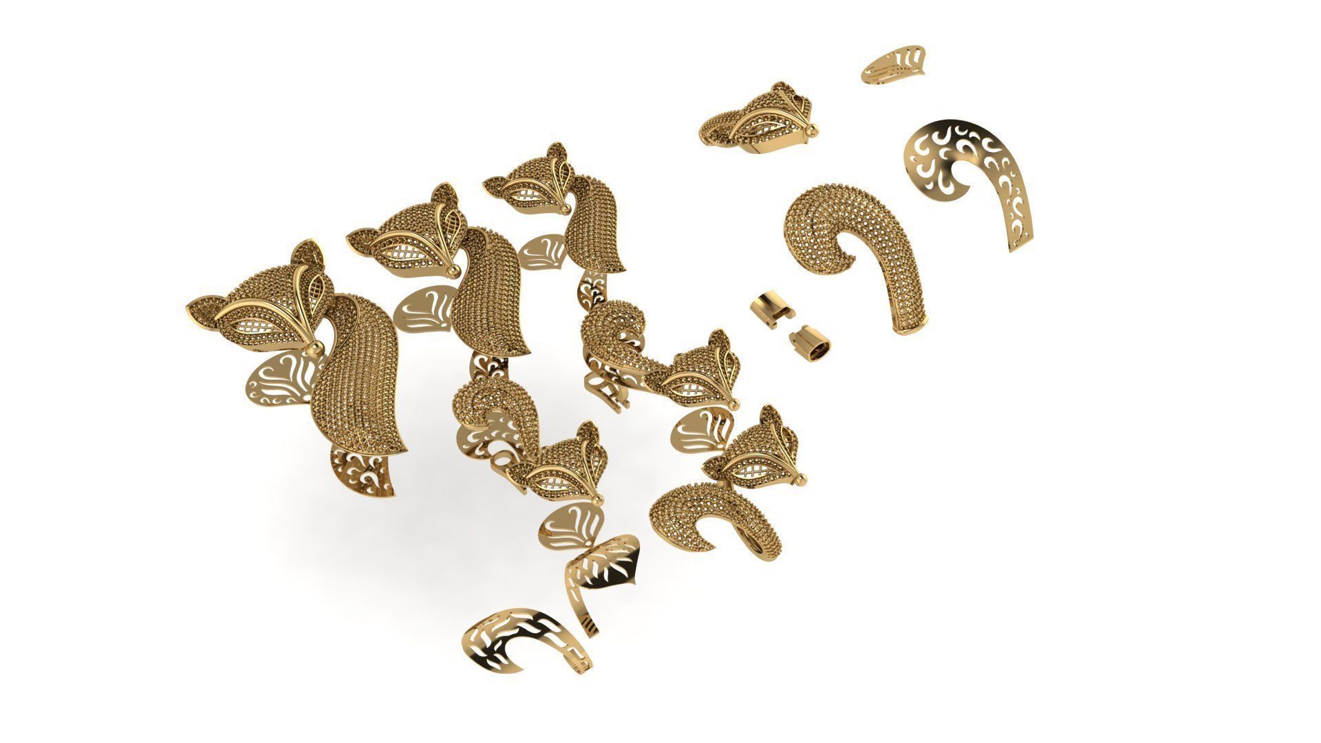 Set Fox cuff bangle 3D Model Collection_1