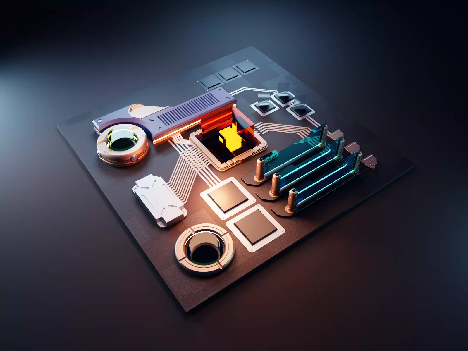 Computer Motherboard 3D Model Render In Blender 3D model_0