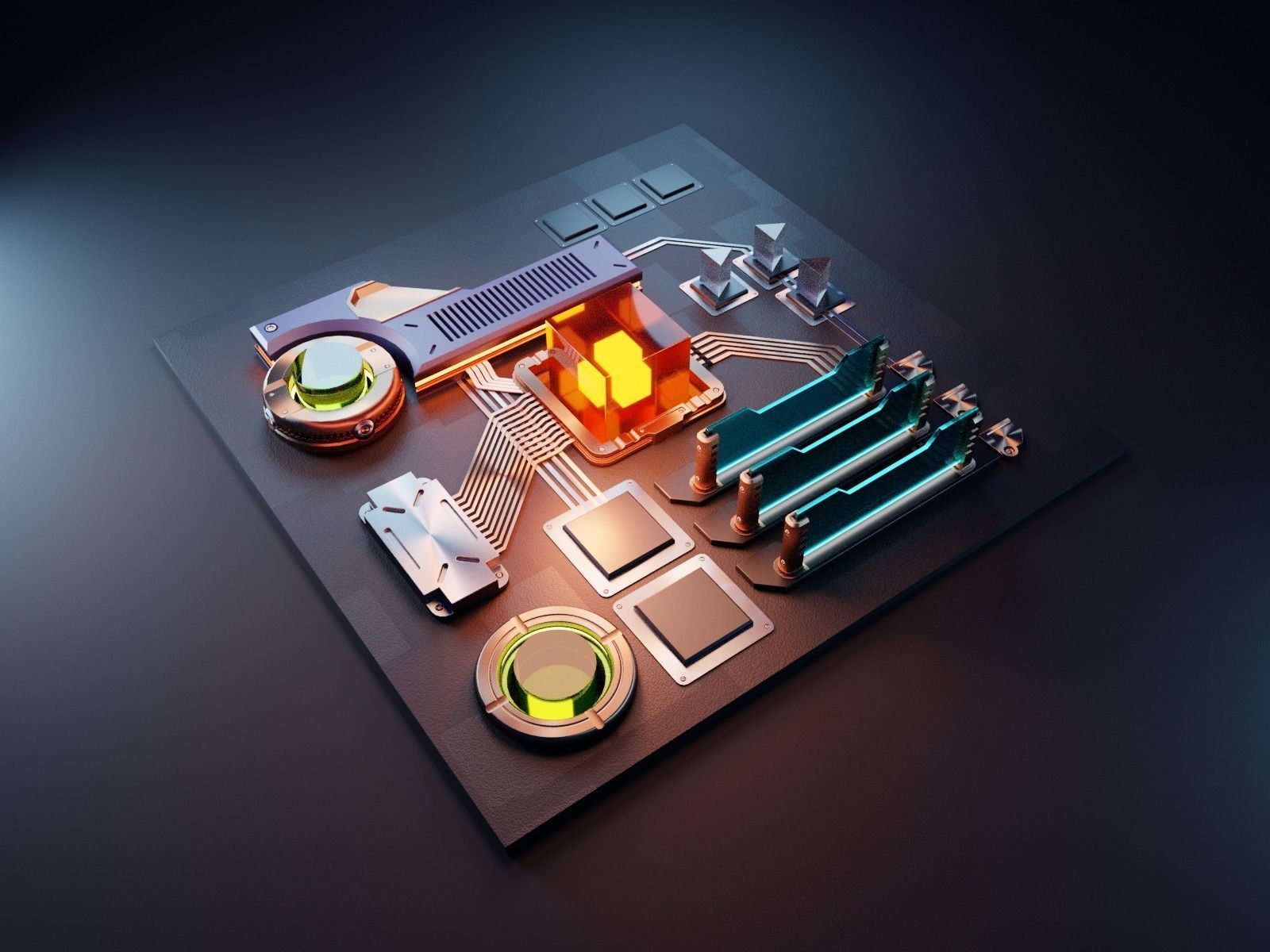 Computer Motherboard 3D Model Render In Blender 3D model_9
