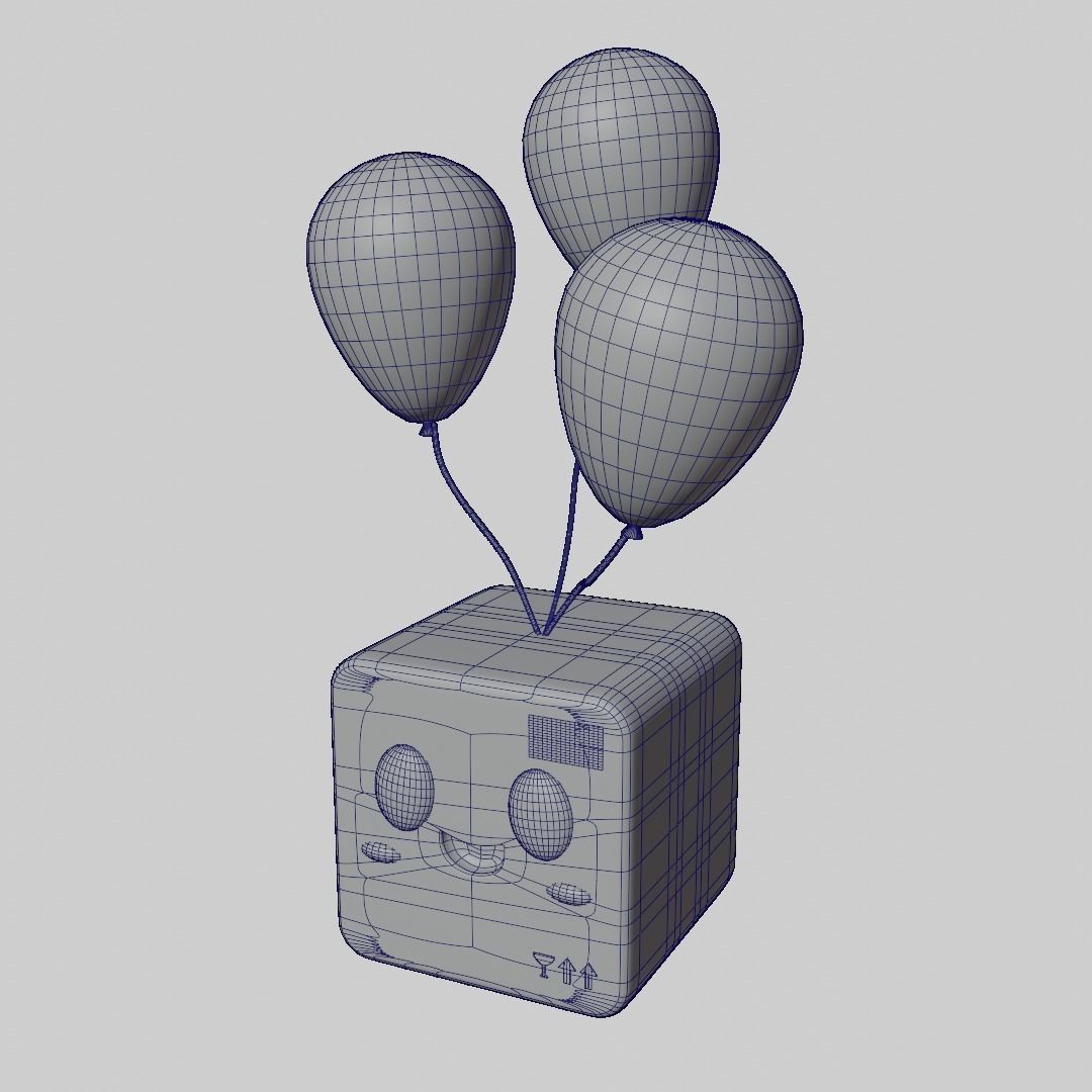 Parcel box with balloons 3D model_4