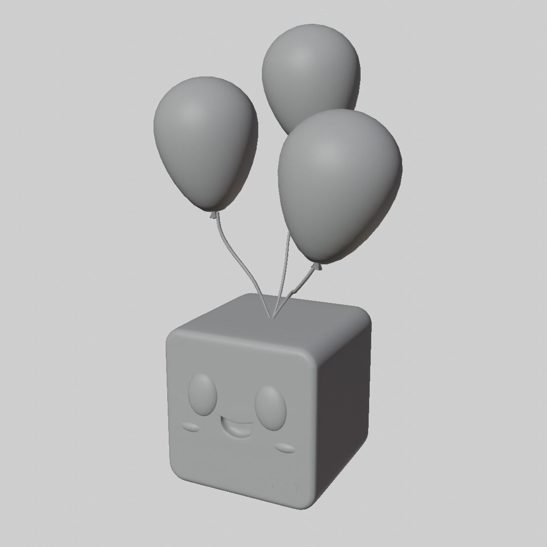 Parcel box with balloons 3D model_3