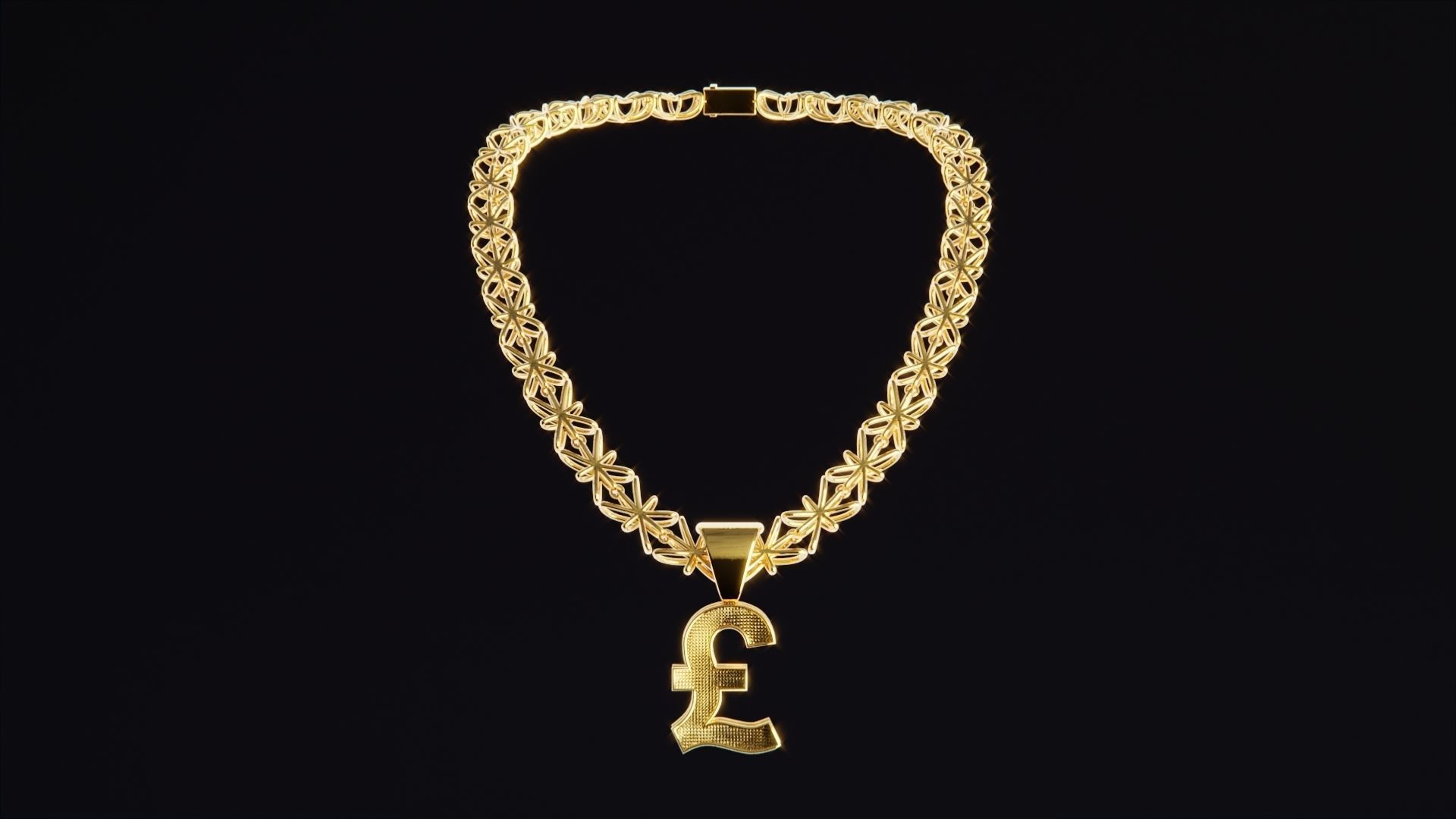 British Pound Chain Low-poly 3D model_1