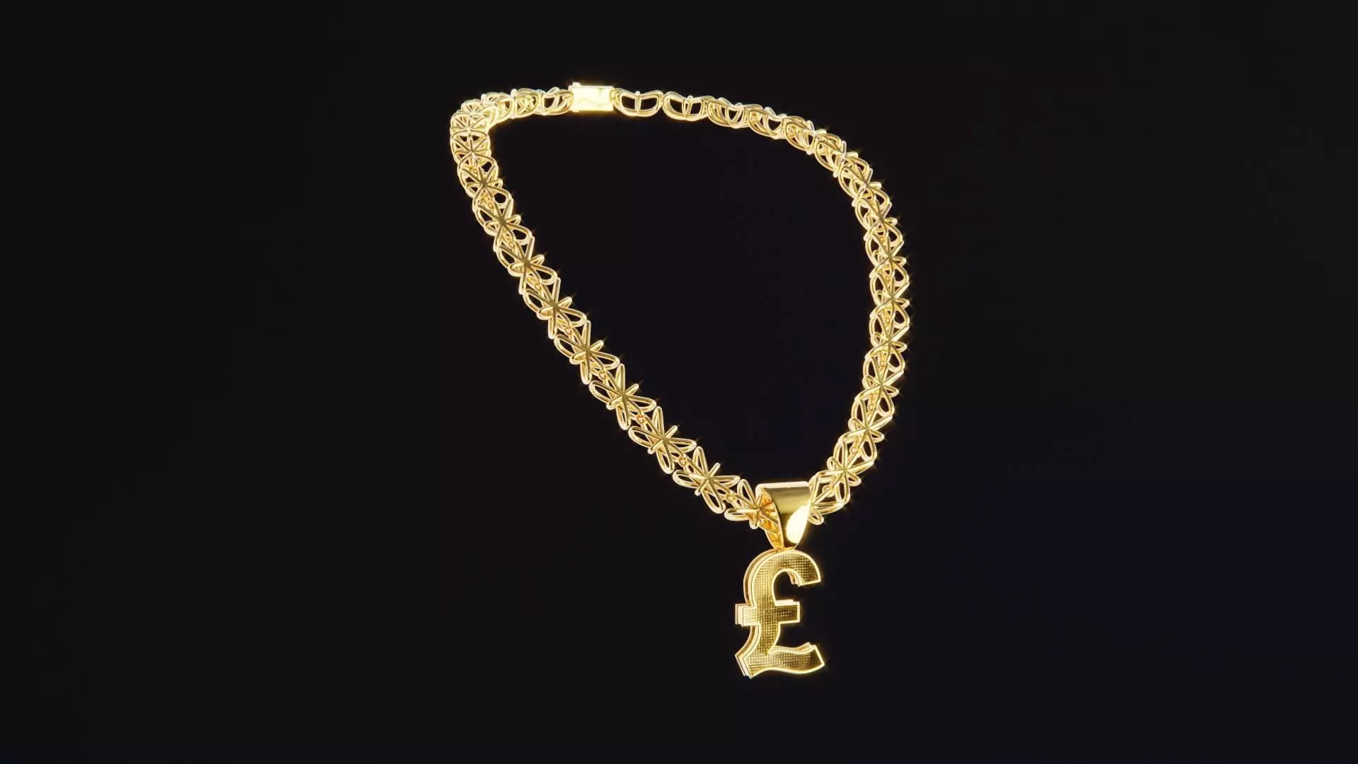 British Pound Chain Low-poly 3D model_0