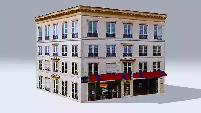 Low poly exterior Building Low-poly 3D model