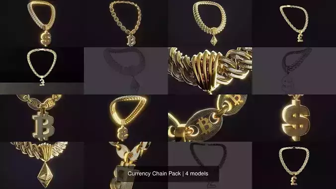 Currency Chain Pack 3D Model Collection