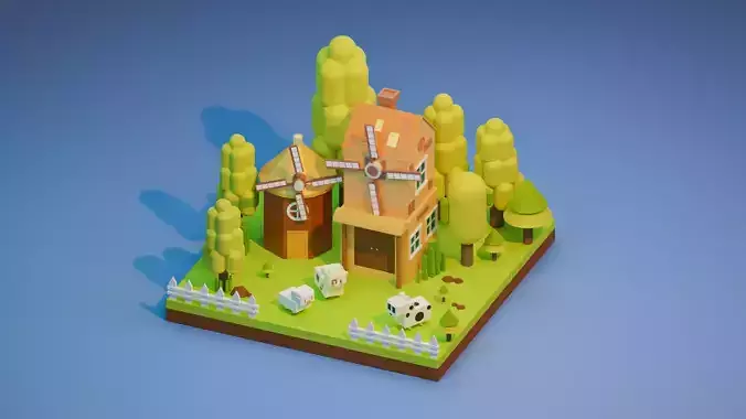 lowpoly Wind farms
