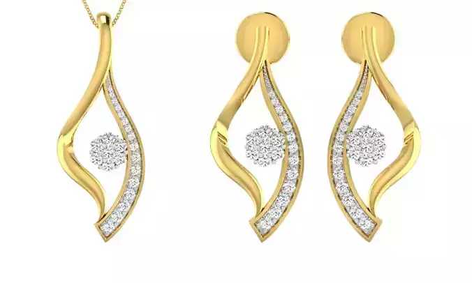Pendant Earring Set 3dm STL OBJ FBX Render Details