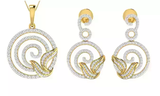 Pendant Earring Set 3dm STL OBJ FBX Render Details