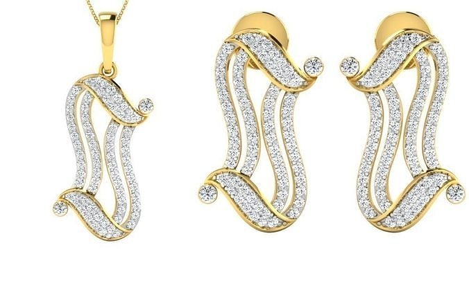 Pendant Earring Set 3dm STL OBJ FBX Render Details 3D print model