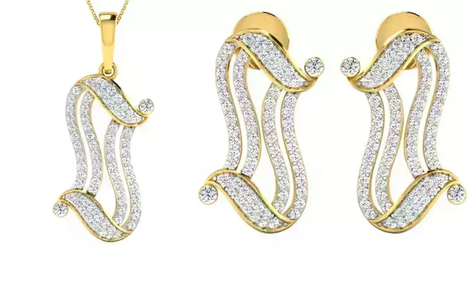 Pendant Earring Set 3dm STL OBJ FBX Render Details