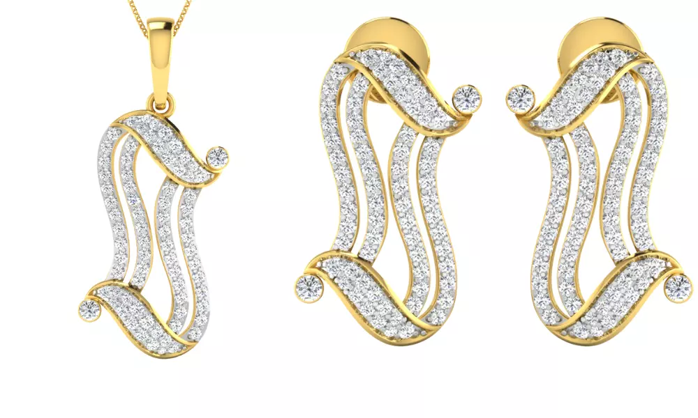 Pendant Earring Set 3dm STL OBJ FBX Render Details 3D print model_0