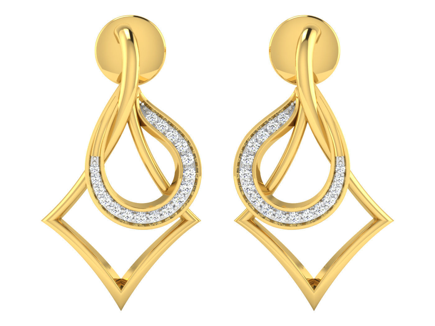 Pendant Earring Set 3dm STL OBJ FBX Render Details 3D print model_4