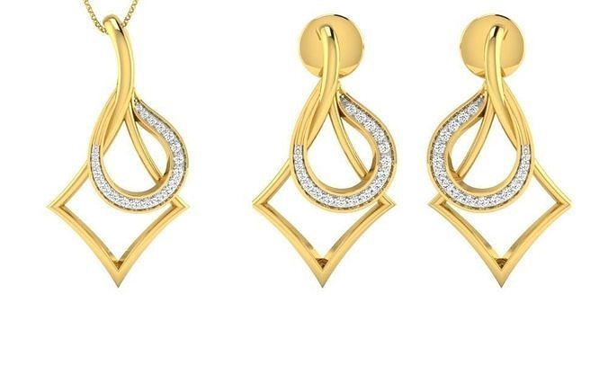 Pendant Earring Set 3dm STL OBJ FBX Render Details 3D print model