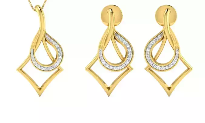 Pendant Earring Set 3dm STL OBJ FBX Render Details 3D print model