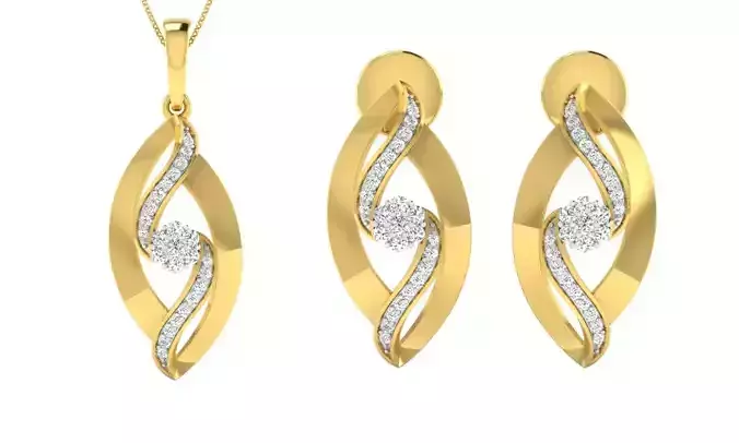 Pendant Earring Set 3dm STL OBJ FBX Render Details