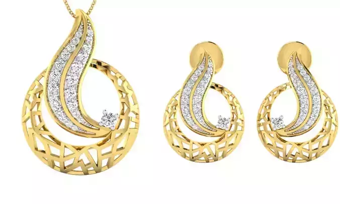 Pendant Earring Set 3dm STL OBJ FBX Render Details