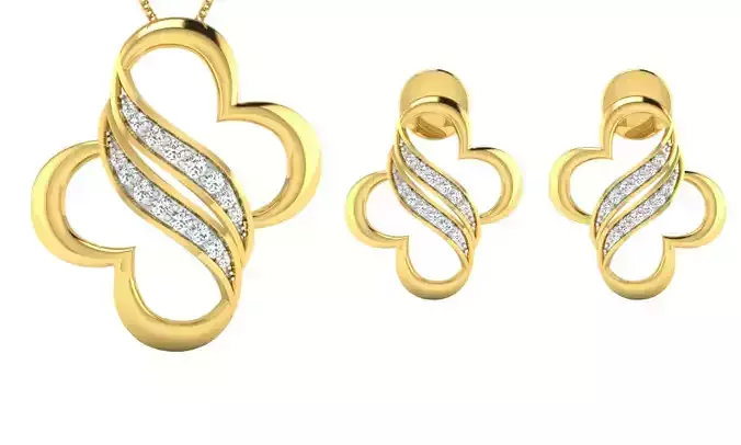 Pendant Earring Set 3dm STL OBJ FBX Render Details