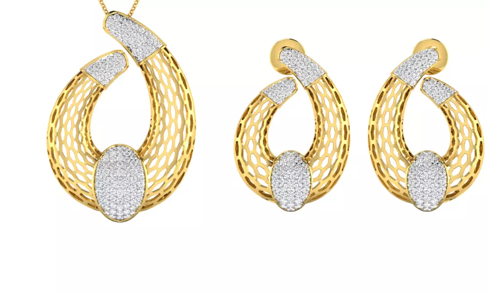 Pendant Earring Set 3dm STL OBJ FBX Render Details 3D print model