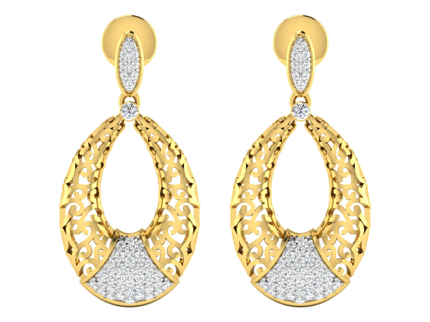 Pendant Earring Set 3dm STL OBJ FBX Render Details 3D print model_5