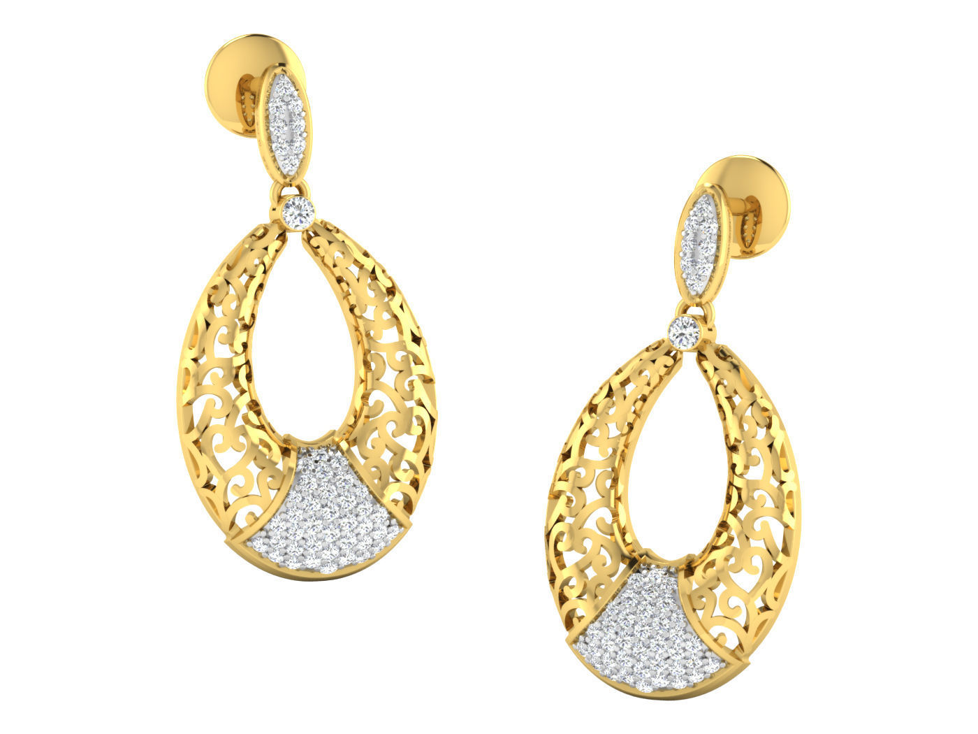 Pendant Earring Set 3dm STL OBJ FBX Render Details 3D print model_3