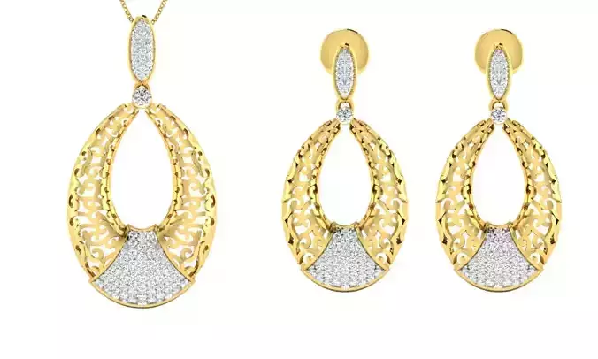 Pendant Earring Set 3dm STL OBJ FBX Render Details