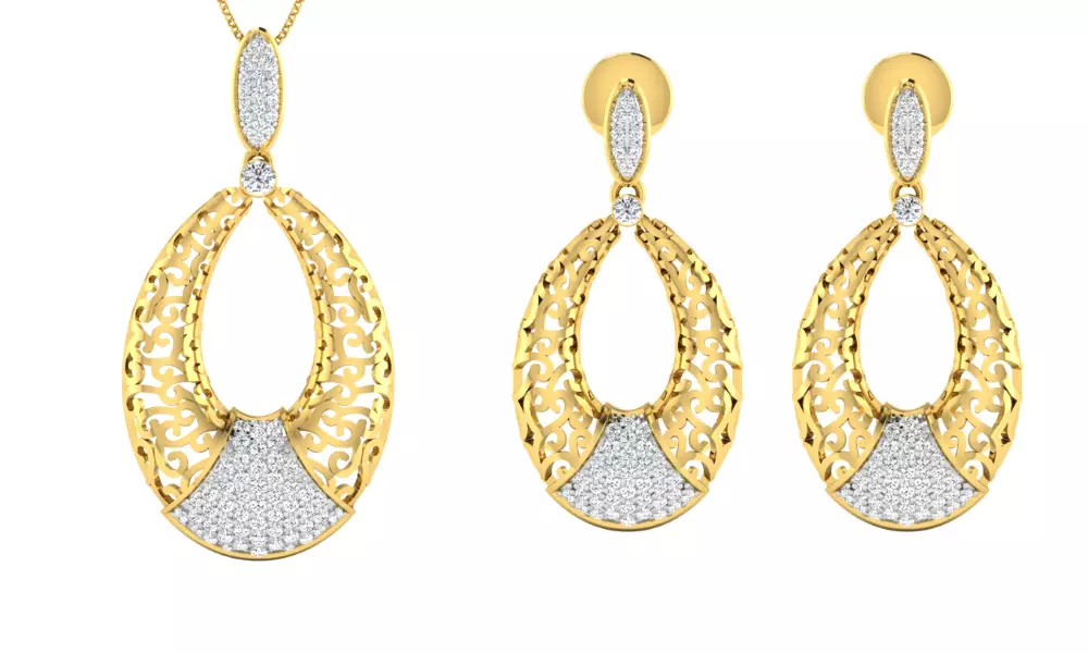 Pendant Earring Set 3dm STL OBJ FBX Render Details 3D print model_0