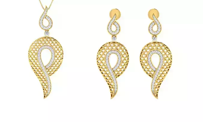 Pendant Earring Set 3dm STL OBJ FBX Render Details
