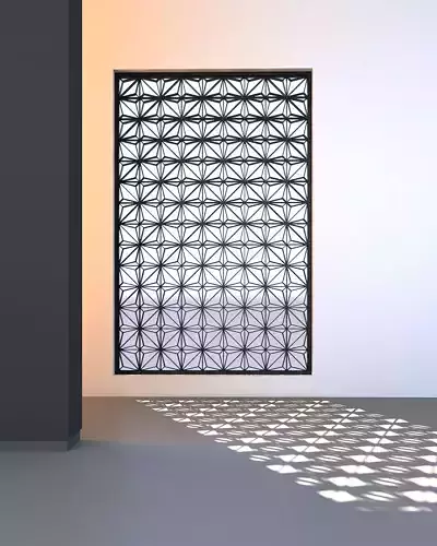 3d Screen room with geometric pattern on wall