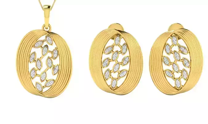Pendant Earring Set 3dm STL OBJ FBX Render Details