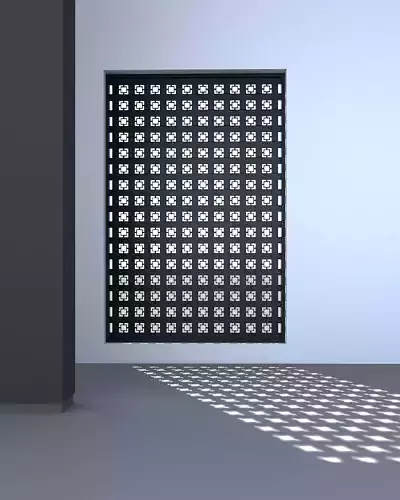 3d screen window with grid pattern