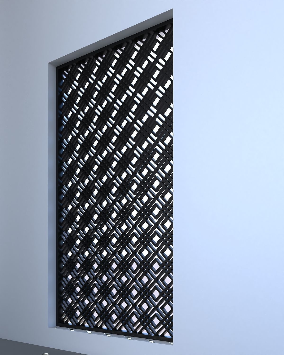 3d screen window with lattice pattern Low-poly 3D model_1