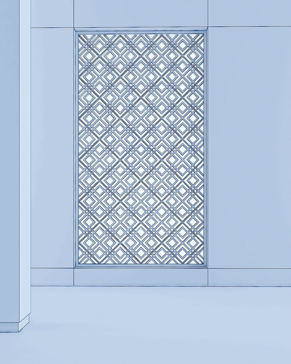 3d screen window with lattice pattern Low-poly 3D model_2