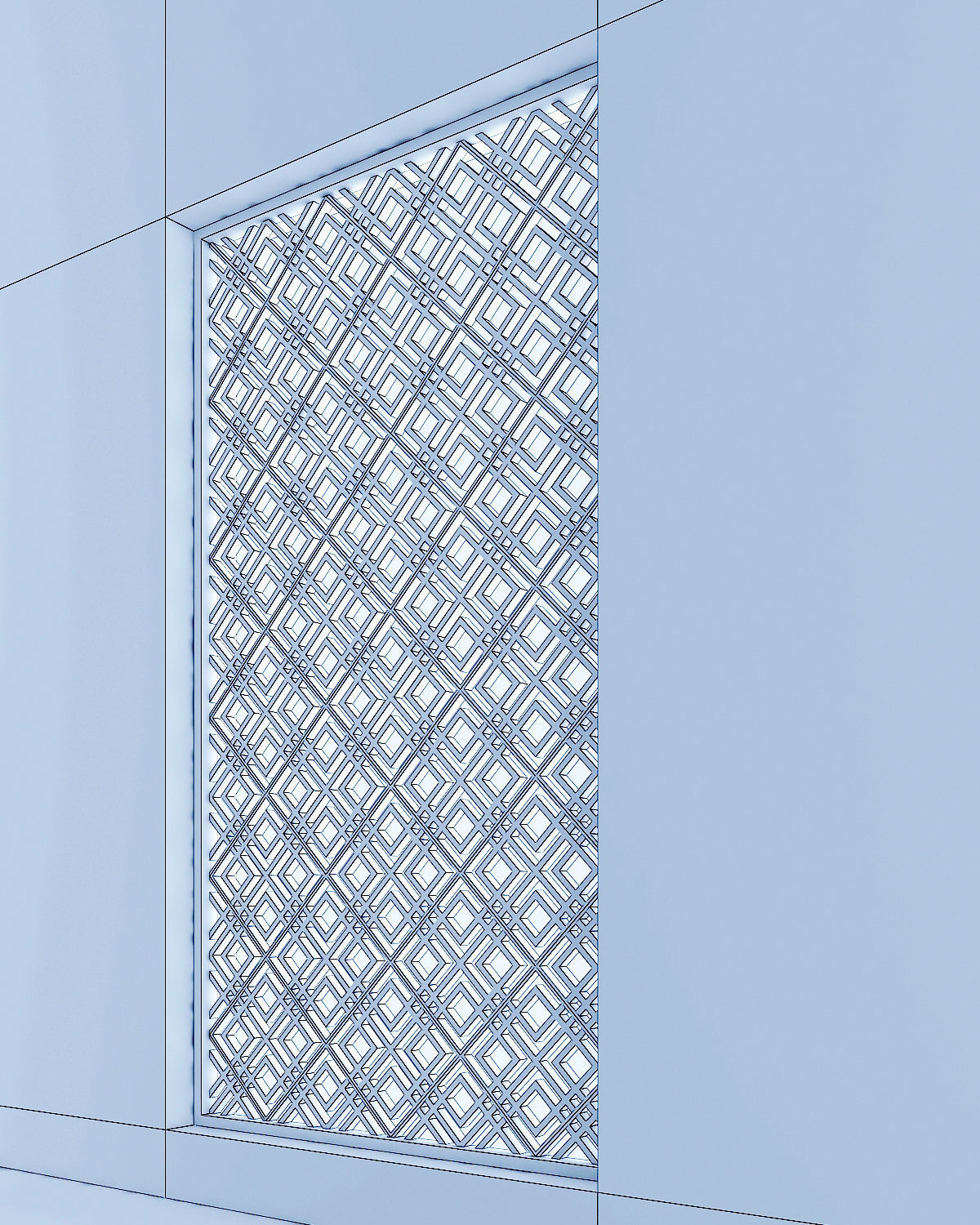 3d screen window with lattice pattern Low-poly 3D model_3