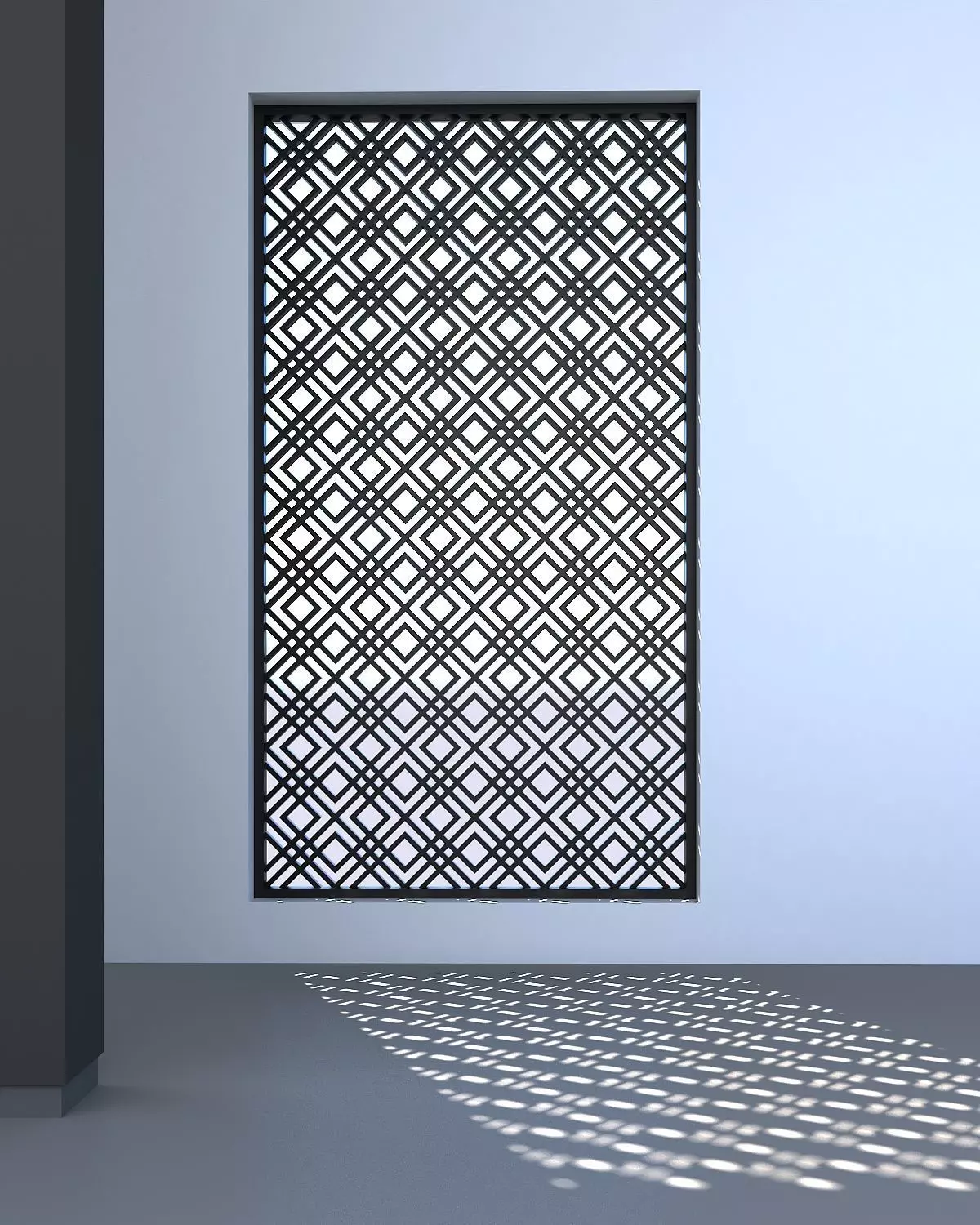 3d screen window with lattice pattern Low-poly 3D model_0