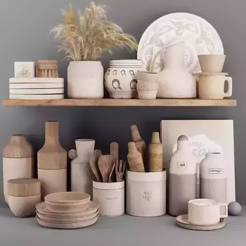 kitchenaccessori05 set of ceramics 3D model
