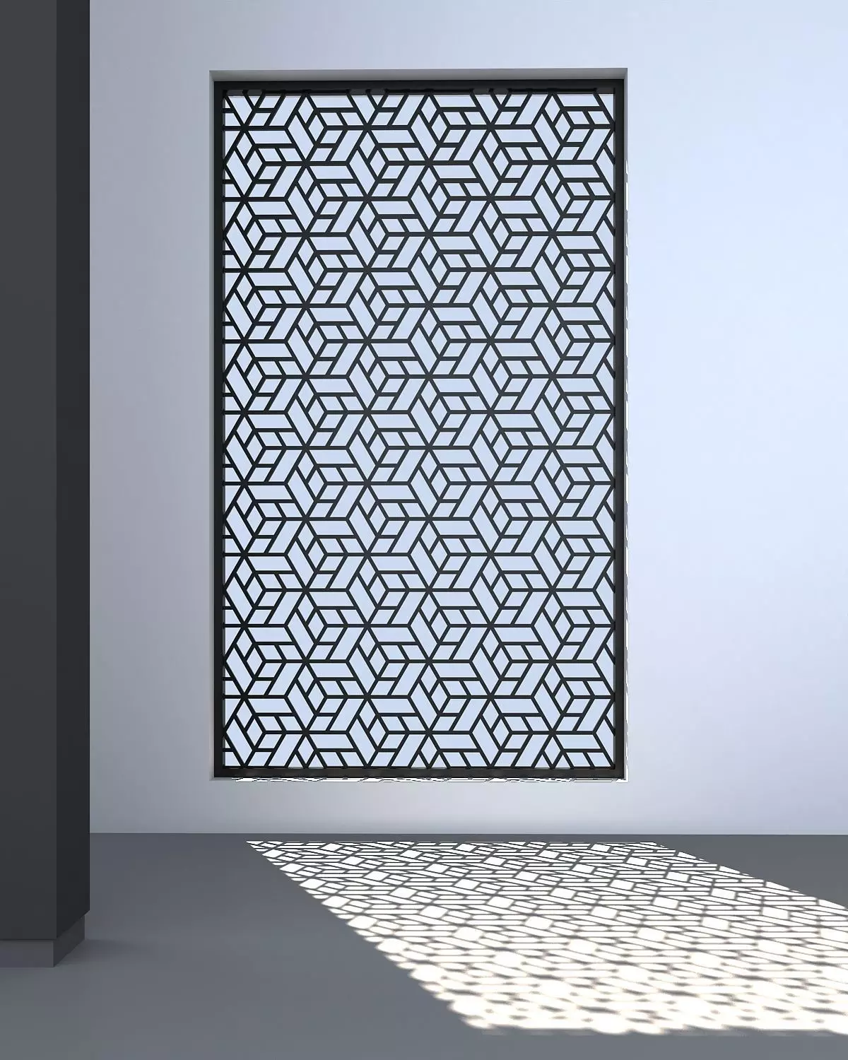 3d screen window with geometric pattern Low-poly 3D model_0