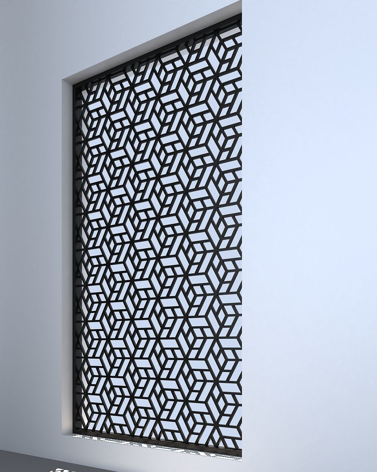 3d screen window with geometric pattern Low-poly 3D model_1