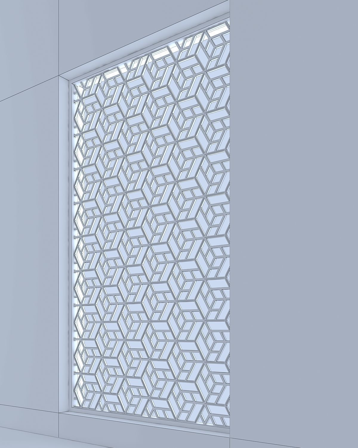 3d screen window with geometric pattern Low-poly 3D model_3
