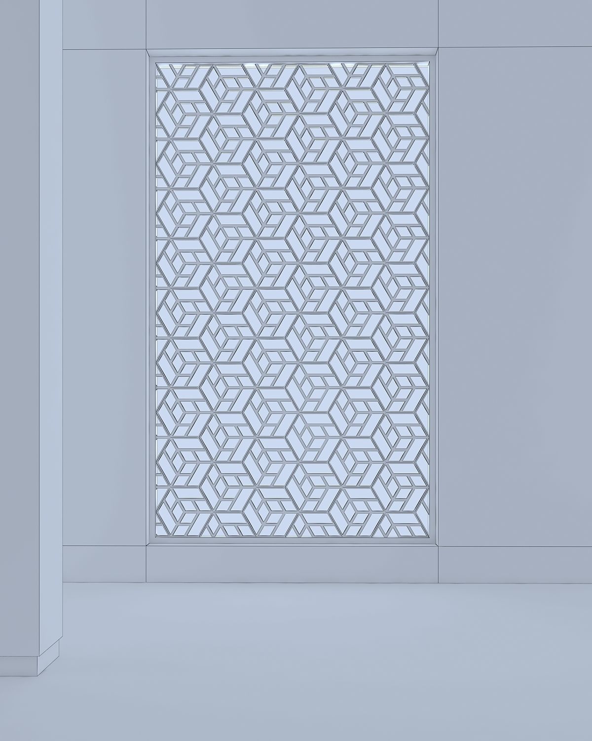 3d screen window with geometric pattern Low-poly 3D model_2