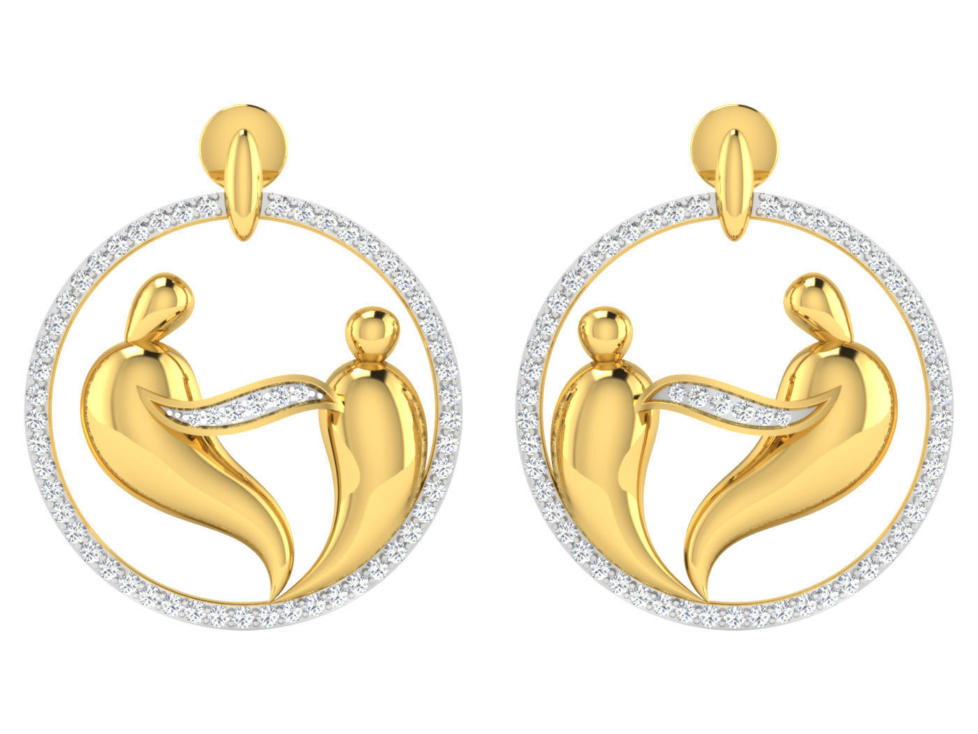 Pendant Earring Set 3dm STL OBJ FBX Render Details 3D print model_5