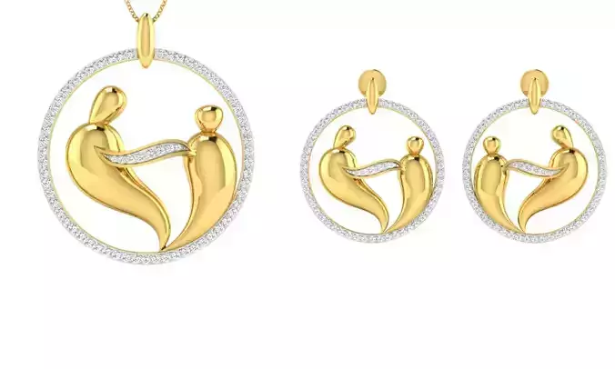 Pendant Earring Set 3dm STL OBJ FBX Render Details